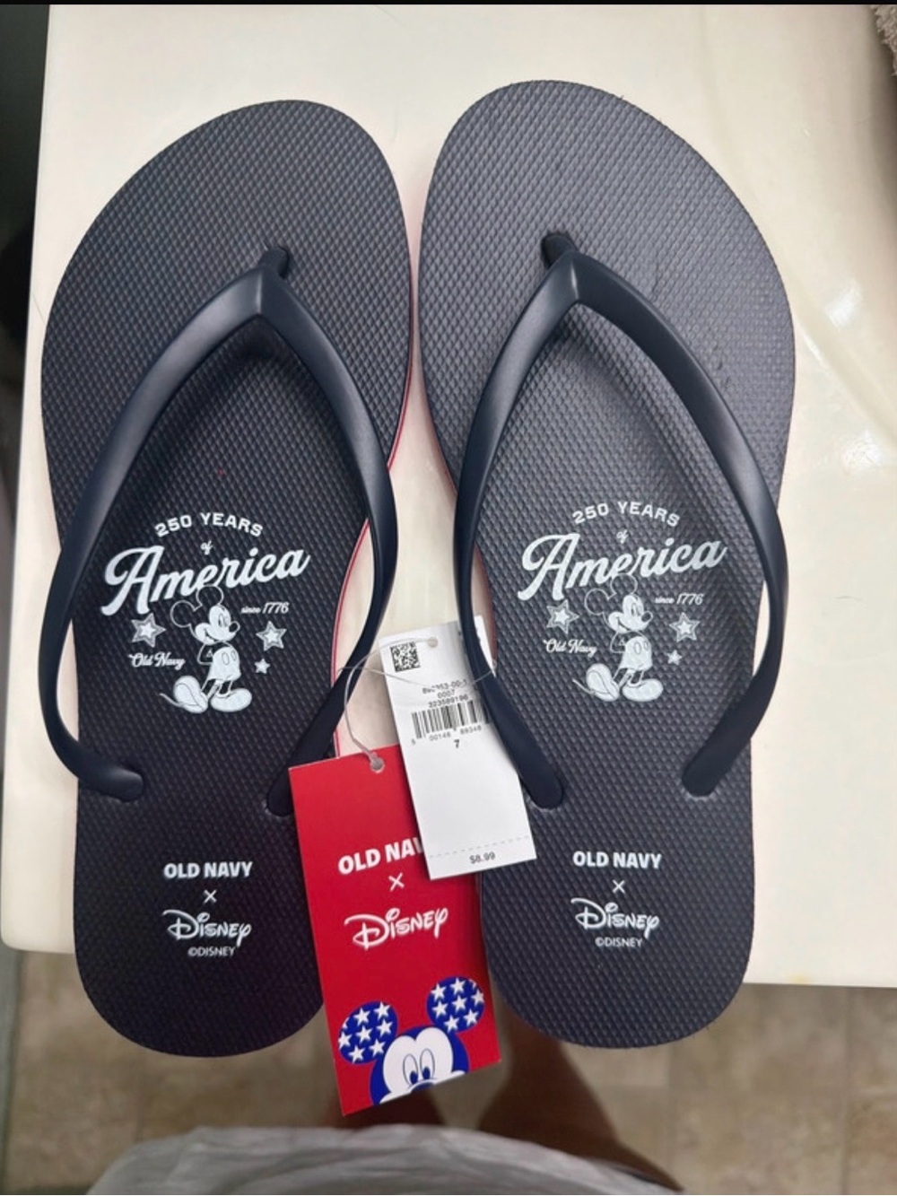Old Navy Navy Blue America Mickey Flip Flops